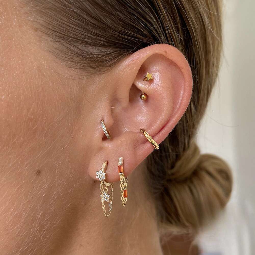 S pure sier geometric tassel chain square zircon pendant new temperament earrings for women