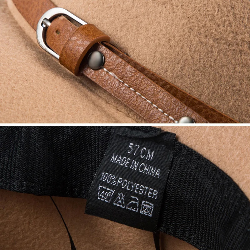 Belt Wool Fedoras Hat For Women Men Winter Autumn Warm Vintage British Style Round Bowler Caps Church Flat Brim Felt Jazz Hats 251228