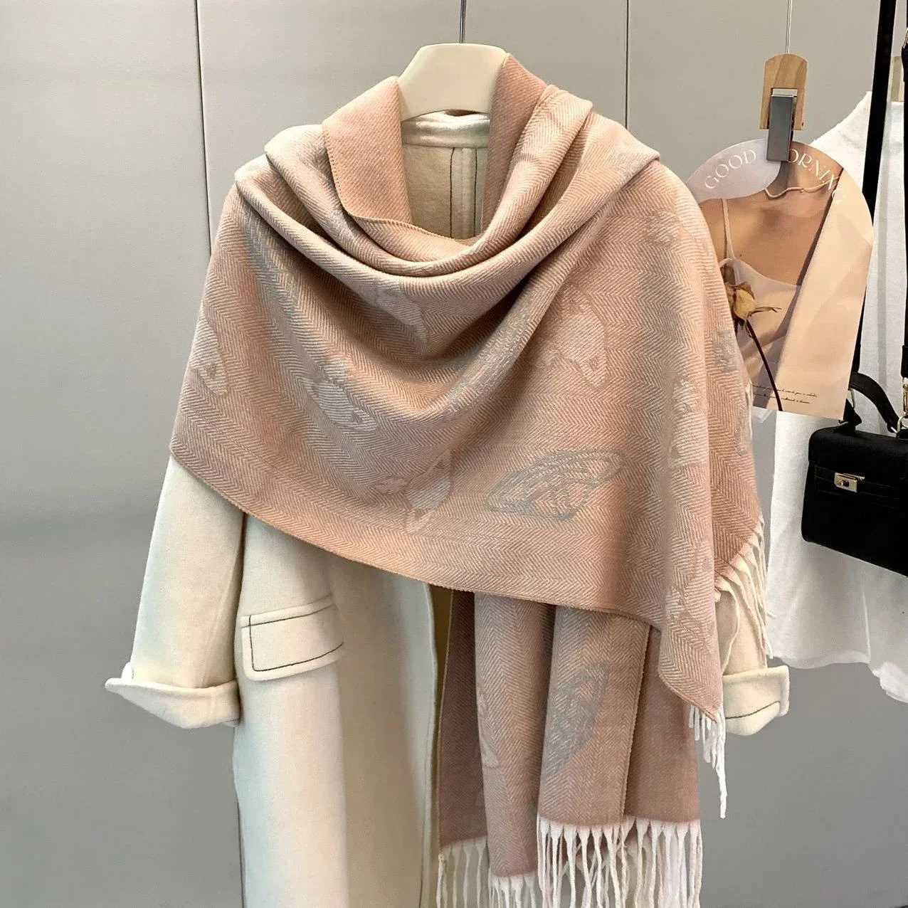 New Arrival Bestseller Double-Sided Faux Planet Scarf Wool-Like Womens Fashion Premium Wraparound Winter Thick ScarfJ251129