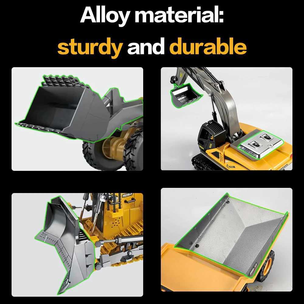 Children Remote Control Excavator Toys Light Sound 24Ghz RC Construction Vehicle Truck Alloy Metal Boy Bulldozer Model Gift J251129