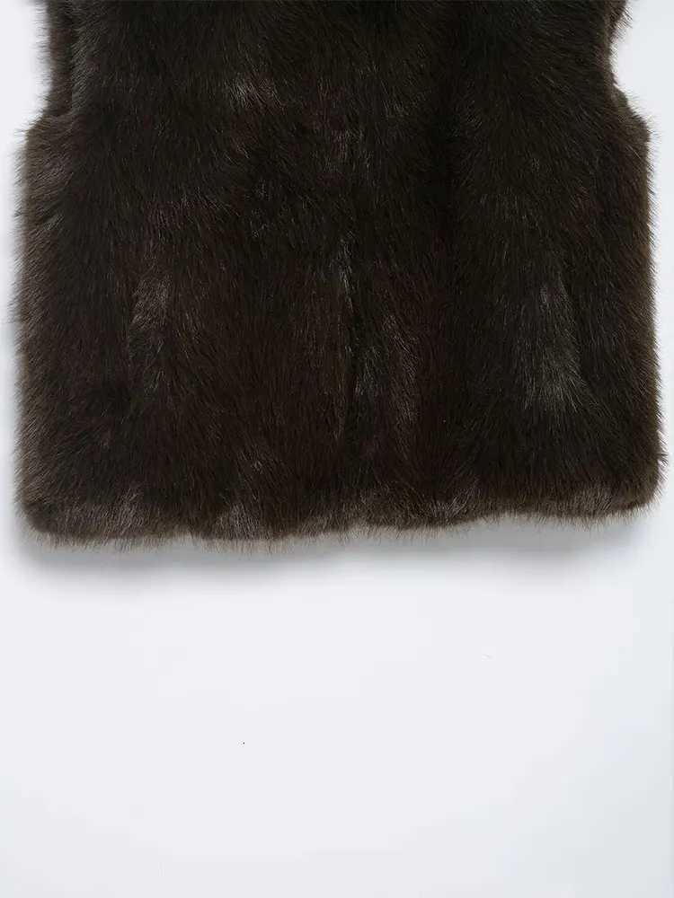 NLZGMSJ Faux Fur Vest Top Women Fashion Turtleneck Fluffy Vests Coat 2025 Winter Female Elegant Sleeveless Waistcoat OuterwearT251129