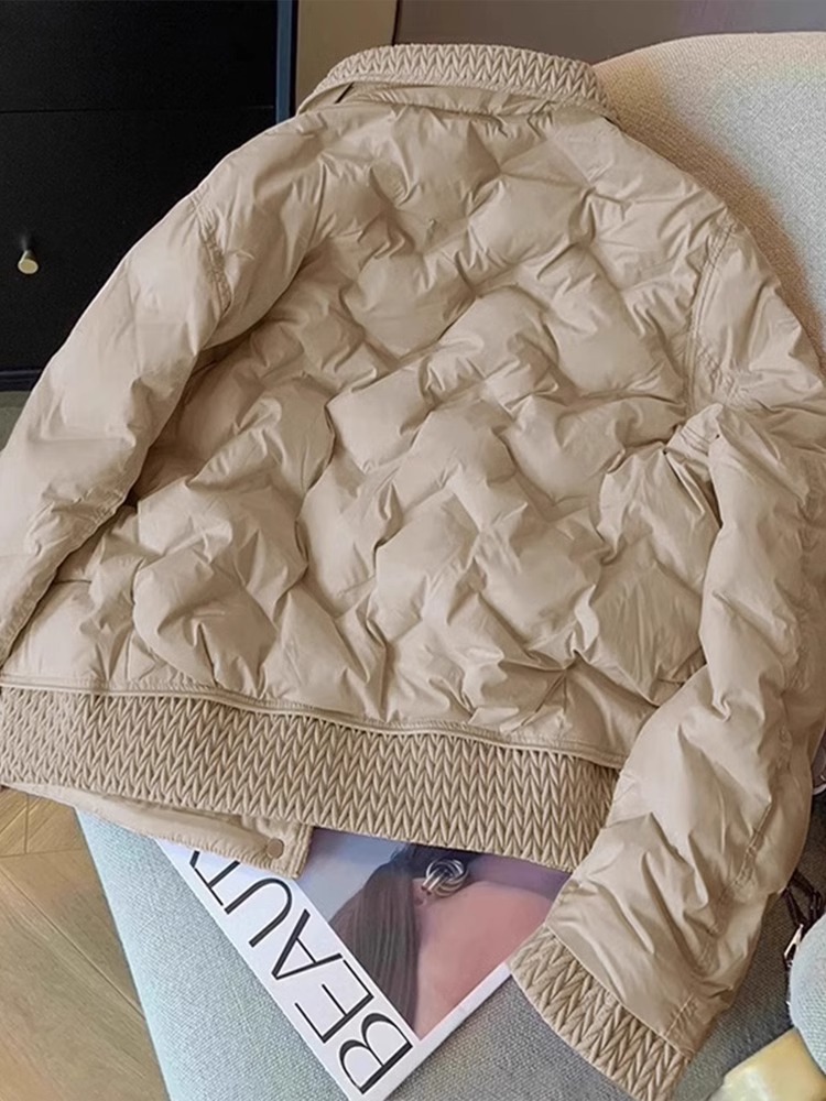 Women Cotton Padded Coats Autumn Winter Lightweight Fashion Turn down Collar Quilted Jacket Outerwear Female Warm Overcoats R251129