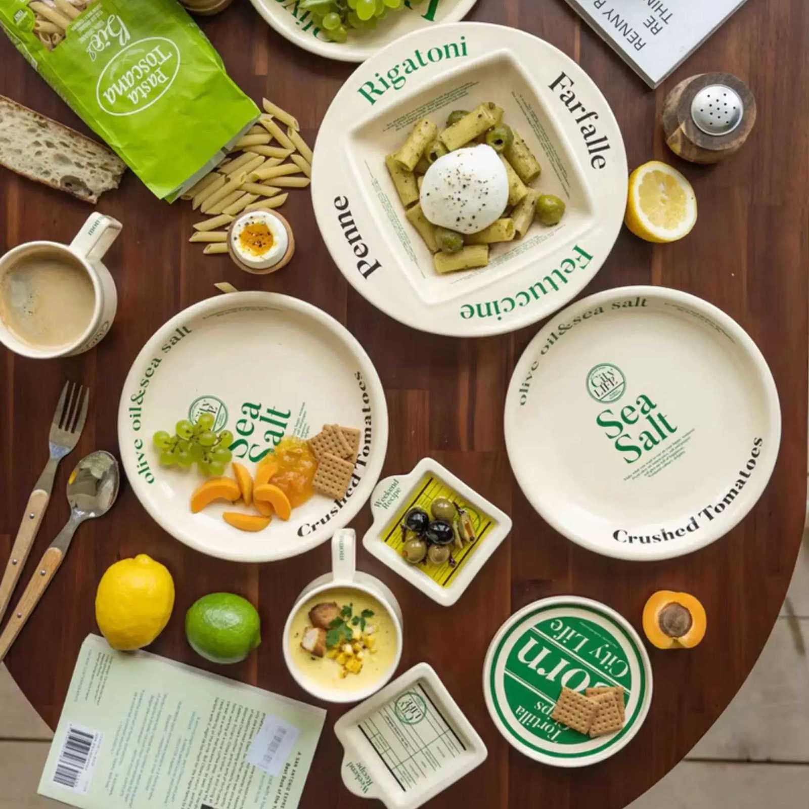 Luxury Korean Style Ceramic Breakfast Tableware Set Ins w Letter Coffee g Soup Dessert Plate Sauce Dish French Container Y251129