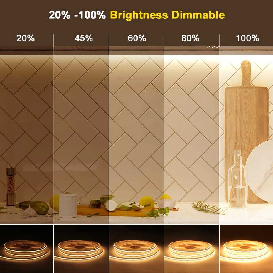 DC24V CCT COB LED Strip Light 560LEDs/m High Density Flexible Tape 2700K-6000K Tunable Dimmable RA90 for Room Decor 1M-10M M251129