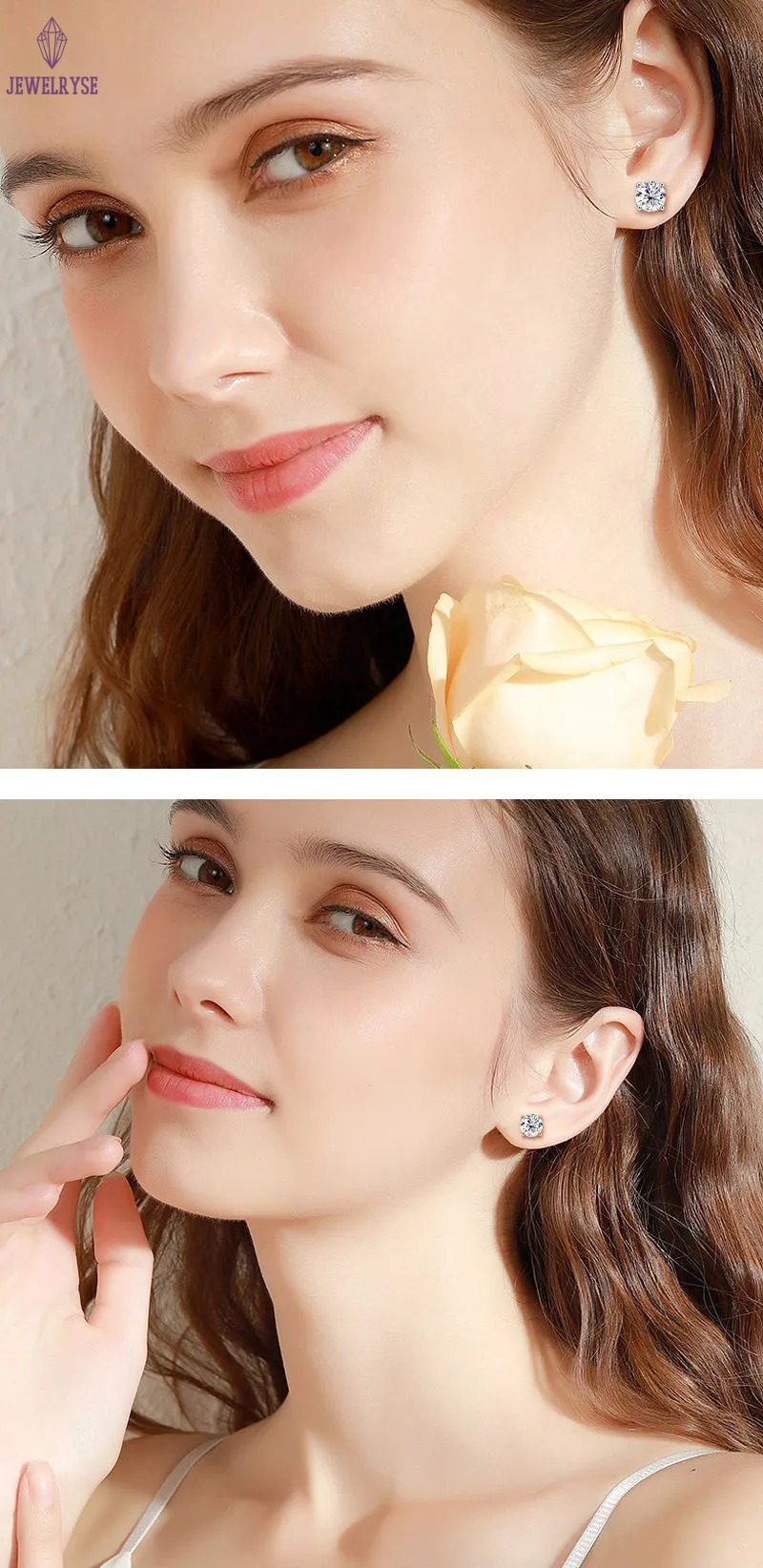 100% Real Moissanite Studs Earrings Pass Diamond tester For Men Women 925 Silver Platinum Plated Bride Wedding Gemstone Earrings