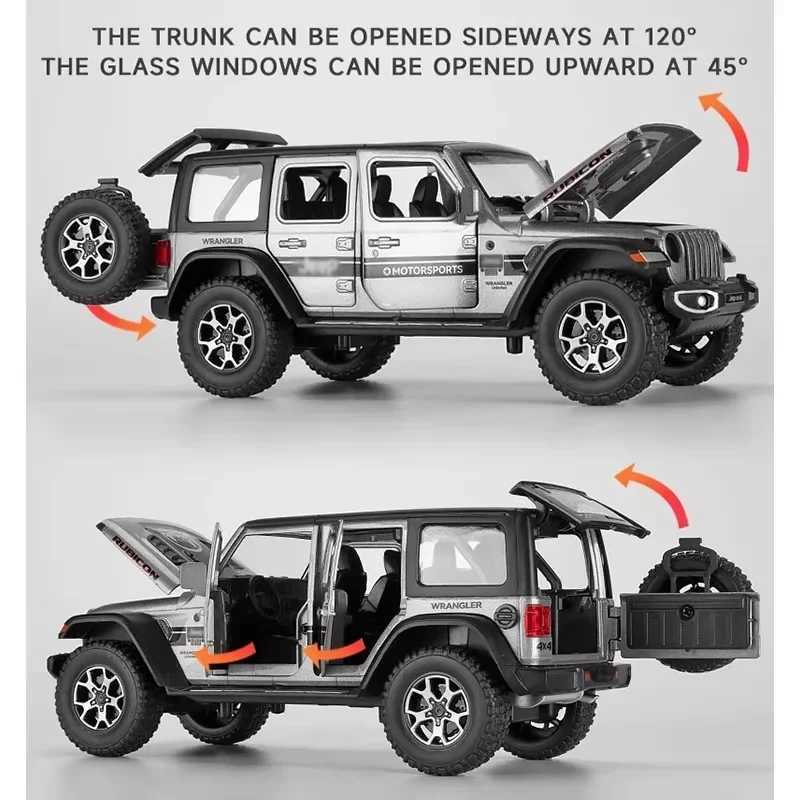 122 Jeeps Wrangler Rubicon Alloy Diecasts Toy Vehicles Metal Toy Car Model Sound and light Pull back Collection Kids Toy Gift J251129