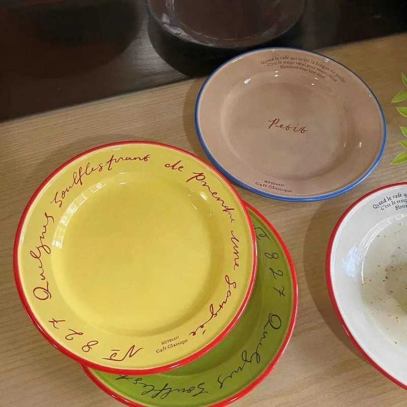 Luxury Vintage French Letters Ceramic Dessert Cake Plate Creative Simple Breakfast Plate Y251129