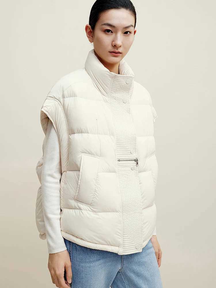 Autumn Winter Stand Collar Warm Puff Down Vest Women Sleeveless White Duck Down Vest Female Double Zipper Thick Waistcoat CoatT251129