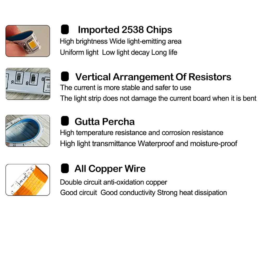 USB 5V LED Light Strips DC5V SMD2835 white/Warm white TV Background Lighting Flexible Ribbon Tape Waterproof LED decor lamp M251129