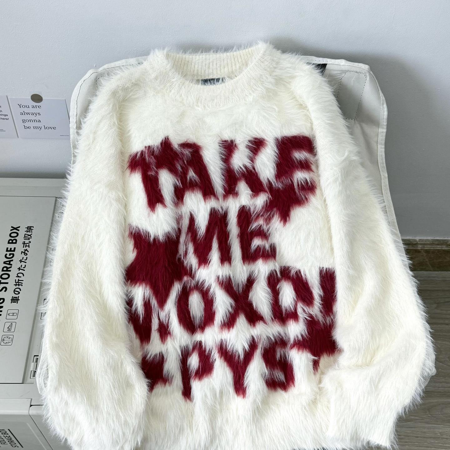 American Style Letter Jacquard Crew Neck Sweater for Men and Women Autumn and Winter Trendy Brand Lazy Style Cleanfit Knitted Sweater 241114