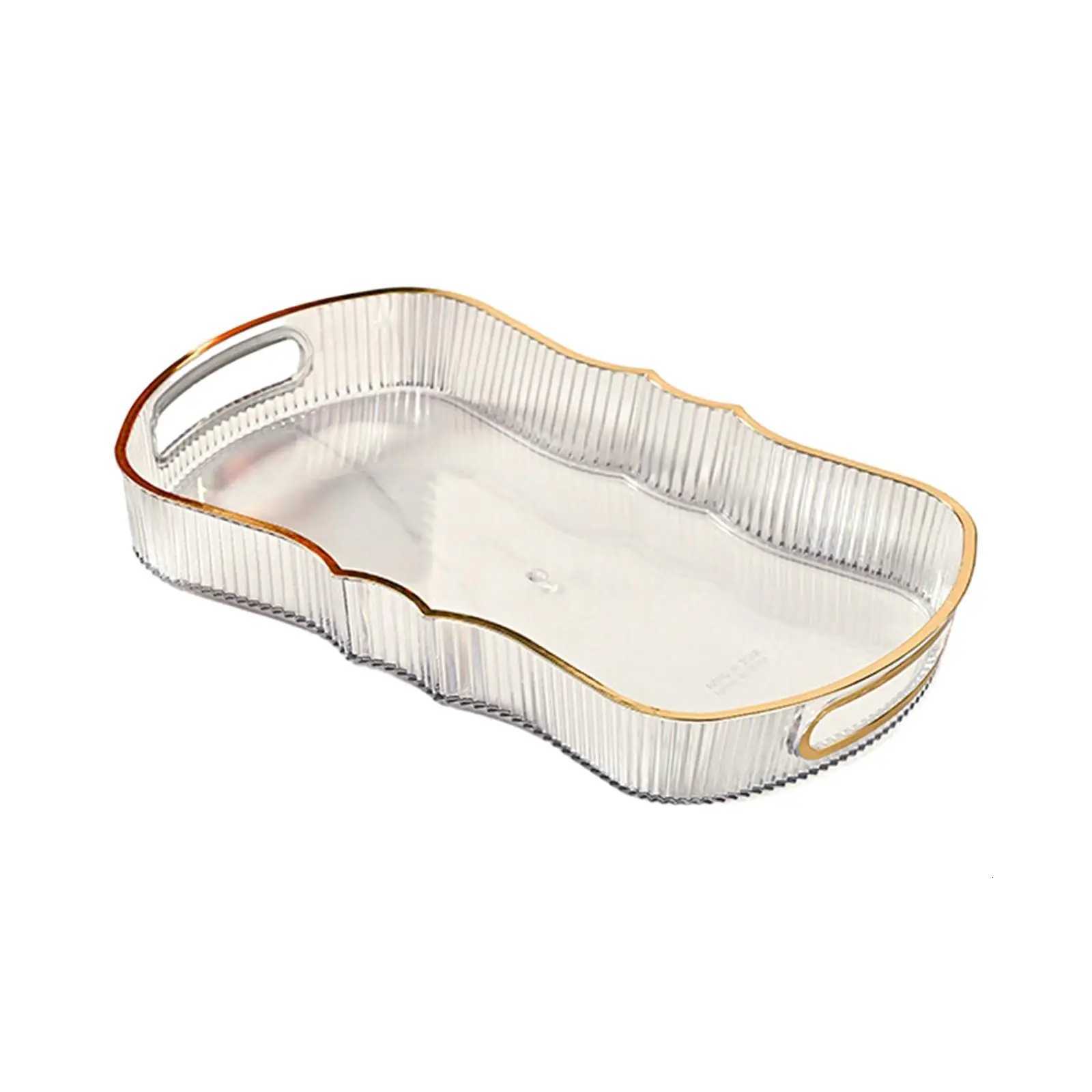 Acrylic Serving Tray with Handle Decorative Tray Jewelry Perfume Cosmetics Holder for Home Kitchen Bread Living Room Office Y251129