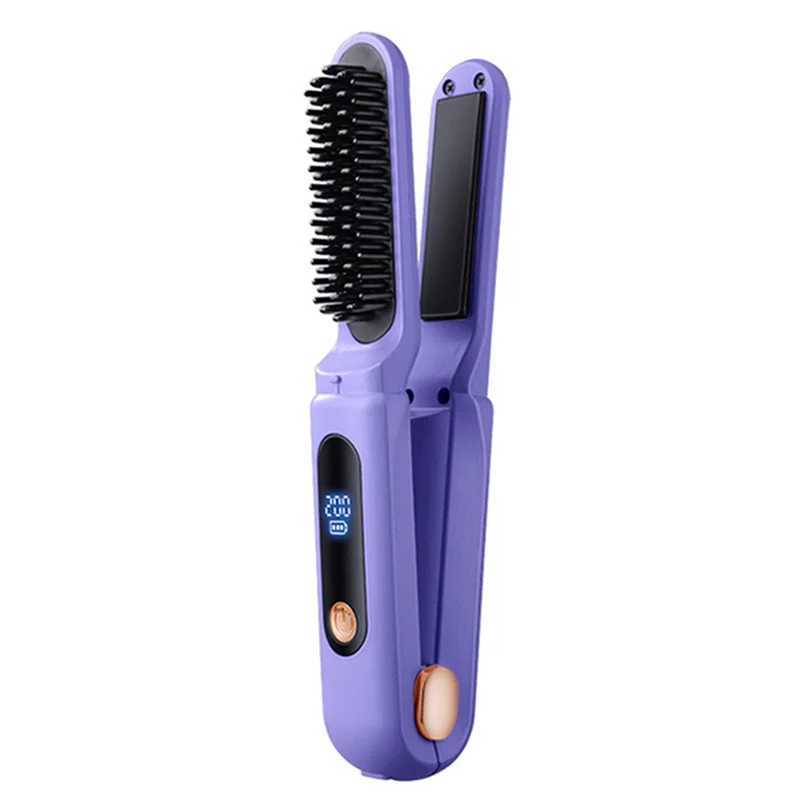 AA20-2 In 1 Hair Tool Portable Hair Straightening Brush Hair Straightening Brush VioletT251129