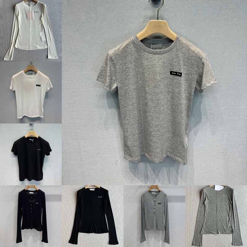 Luxury Letter Gray t Shirt for Women Designer Short Sleeve Crew Neck Tees Summer Vacation Street Style Sporty Tops