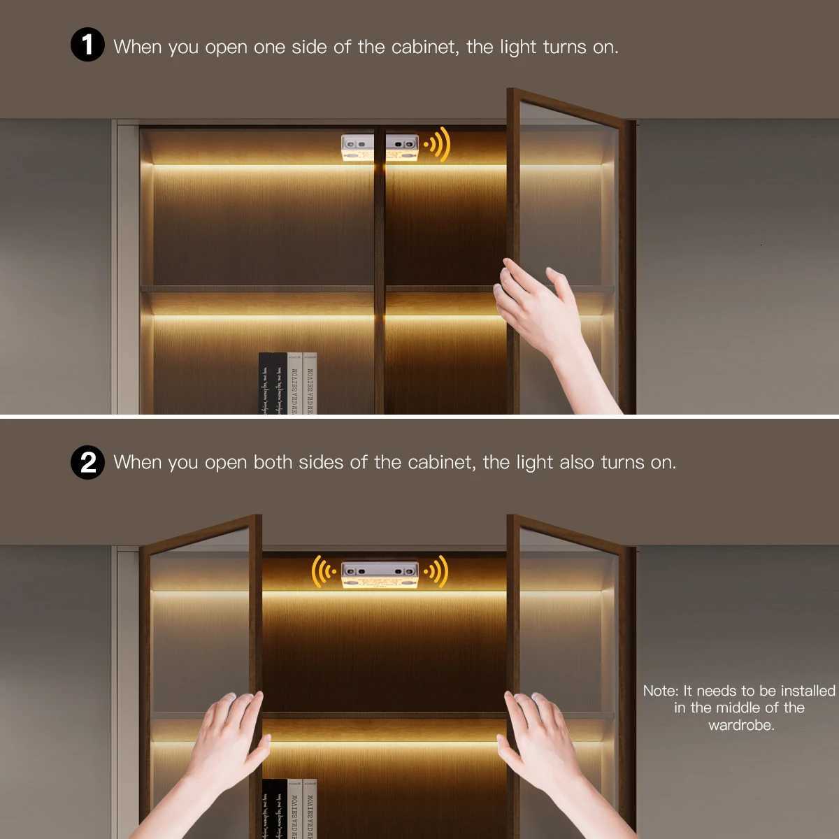 Smart Energy Saving Door Control Sensor Cob Lights Smart Switch Bookcase COB LED Strip Light for Wine Storage Cabinet Lighting M251129