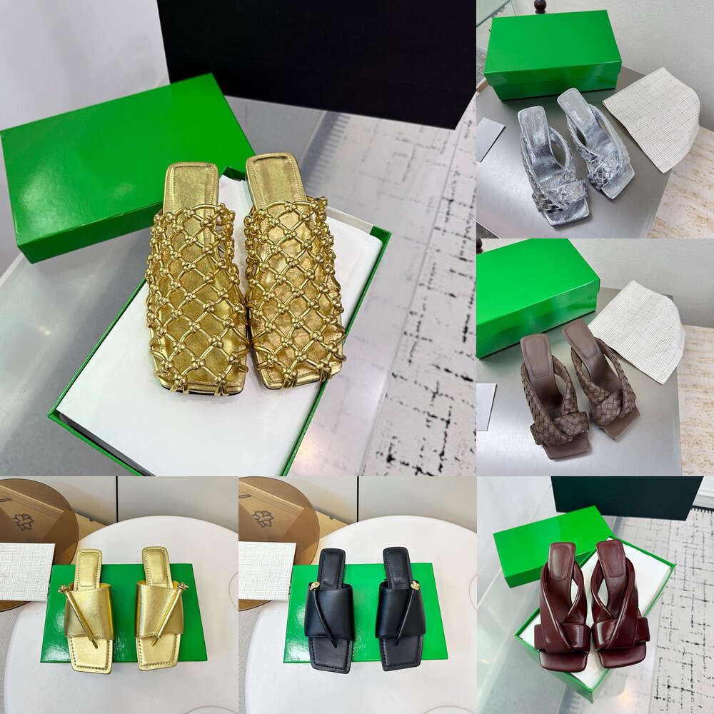 designer summer Slippers Luxury shoes fashion comfortable womens classic model woven hollow-out leather flat bottomed slipper high heel slide lady shoe sliders