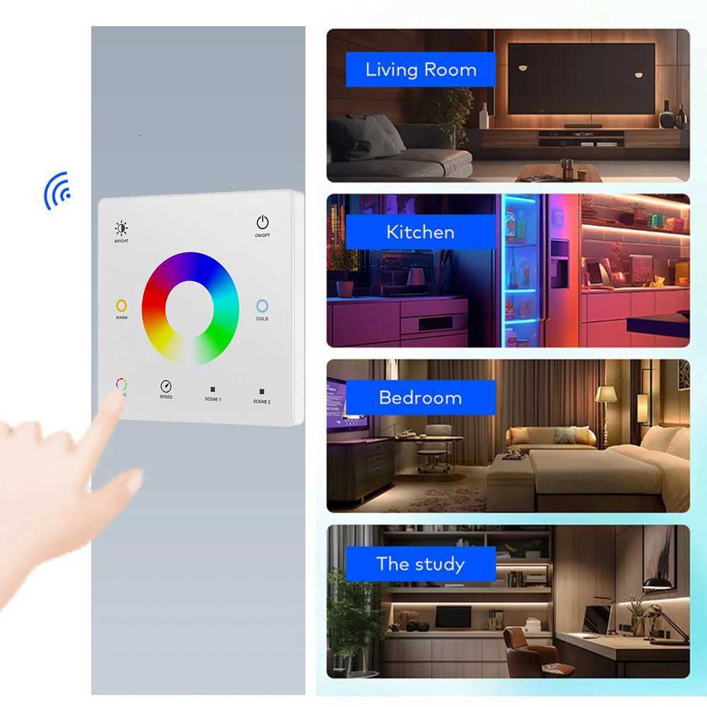 5M 10M 20M 24V COB RGBCCT LED Strip Flexible Dimmable Room Cabinet Liner Light Bedroom Decor 24G RF Touch Panel Remote Control M251129