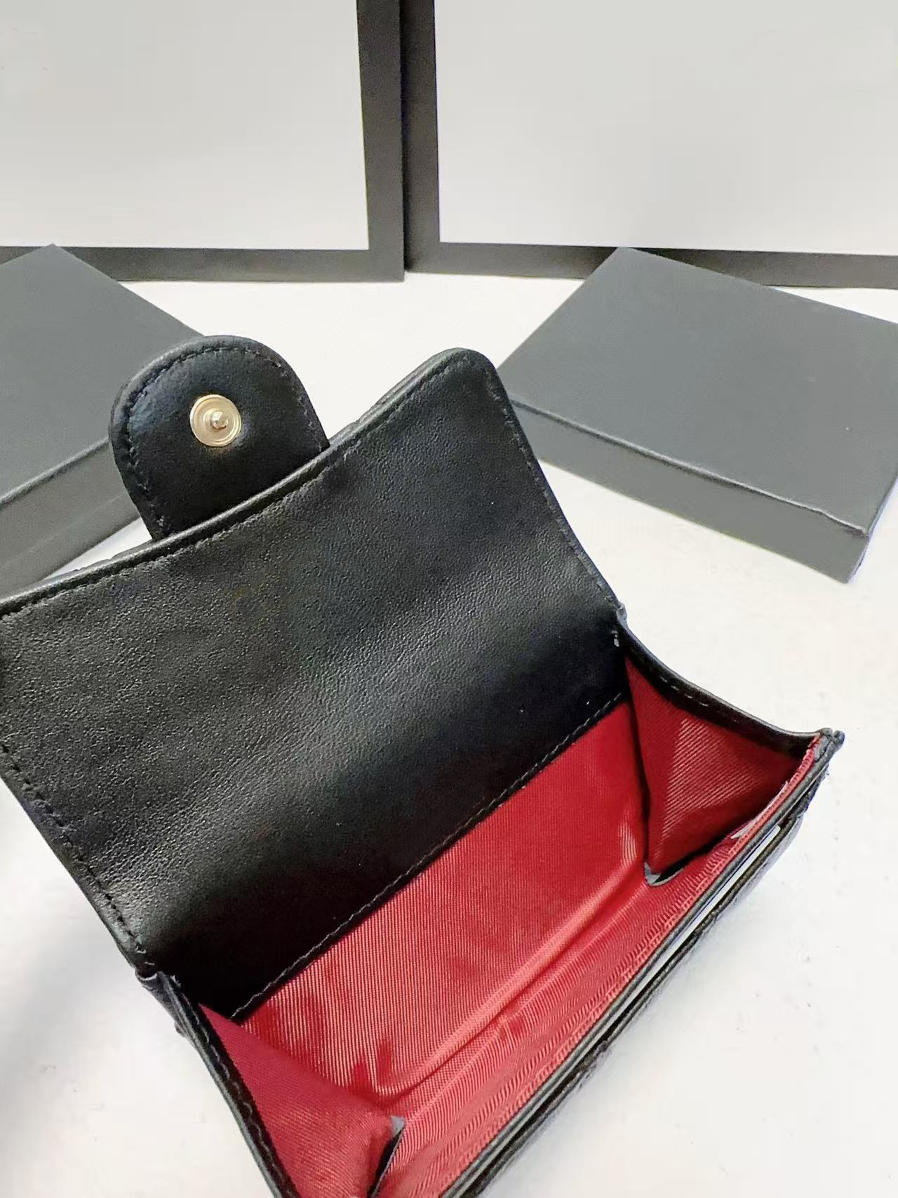 Genuine Leather Designer small wallet Women Leather coin purse Card Holder flap wallet Luxury Brand Fashion Caviar small purse Key Pouch Business card holder wallet