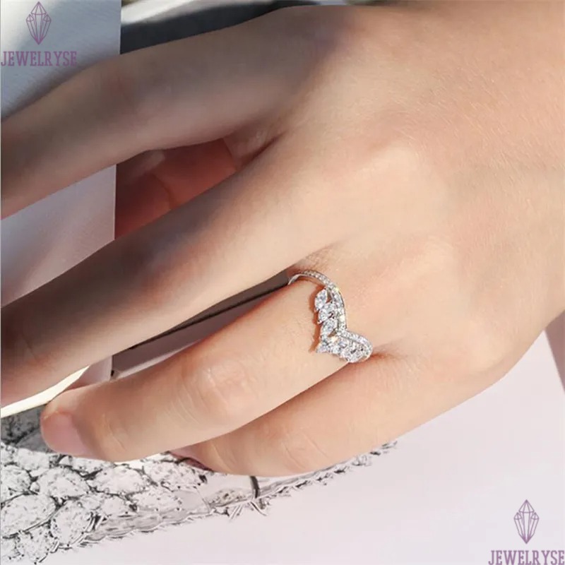 Size 6-10 Luxury Jewelry Real 925 Sterling Silver Crown Ring Full Marquise Cut White Topaz CZ Diamond Moissanite Women Wedding Band Ring