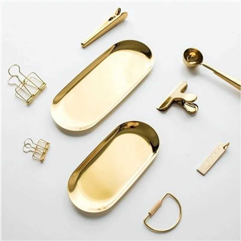 Metals Stainless Steels Oval Tray Jewellery Storage Shelf Desktop Clutter Organiser Birthday Party Decoration Ornaments Y251129