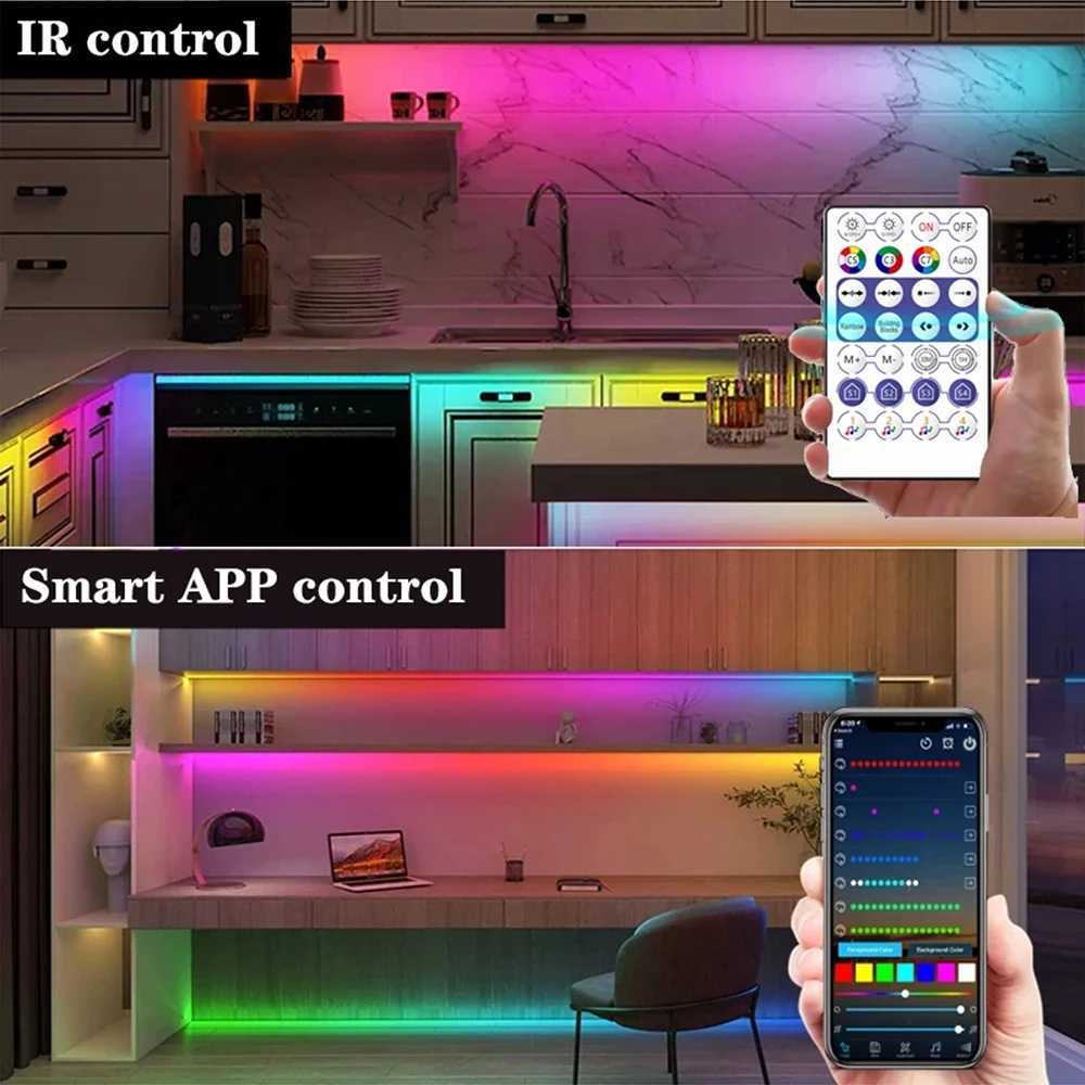 5V WS2812B LED Strip USB Bluetooth Music Controller 28Keys Kit RGB 30/60/74/96/144Leds/m Individually Addressable Smart LED Stri M251129
