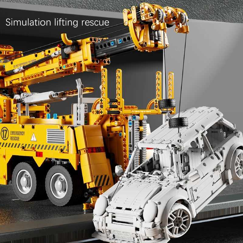 Technical Car Rescue Vehicle APP Remote Control Crane Electric Moter Trucks MOC Bricks Building Blocks Boys Toys Childrens Gifts J251129
