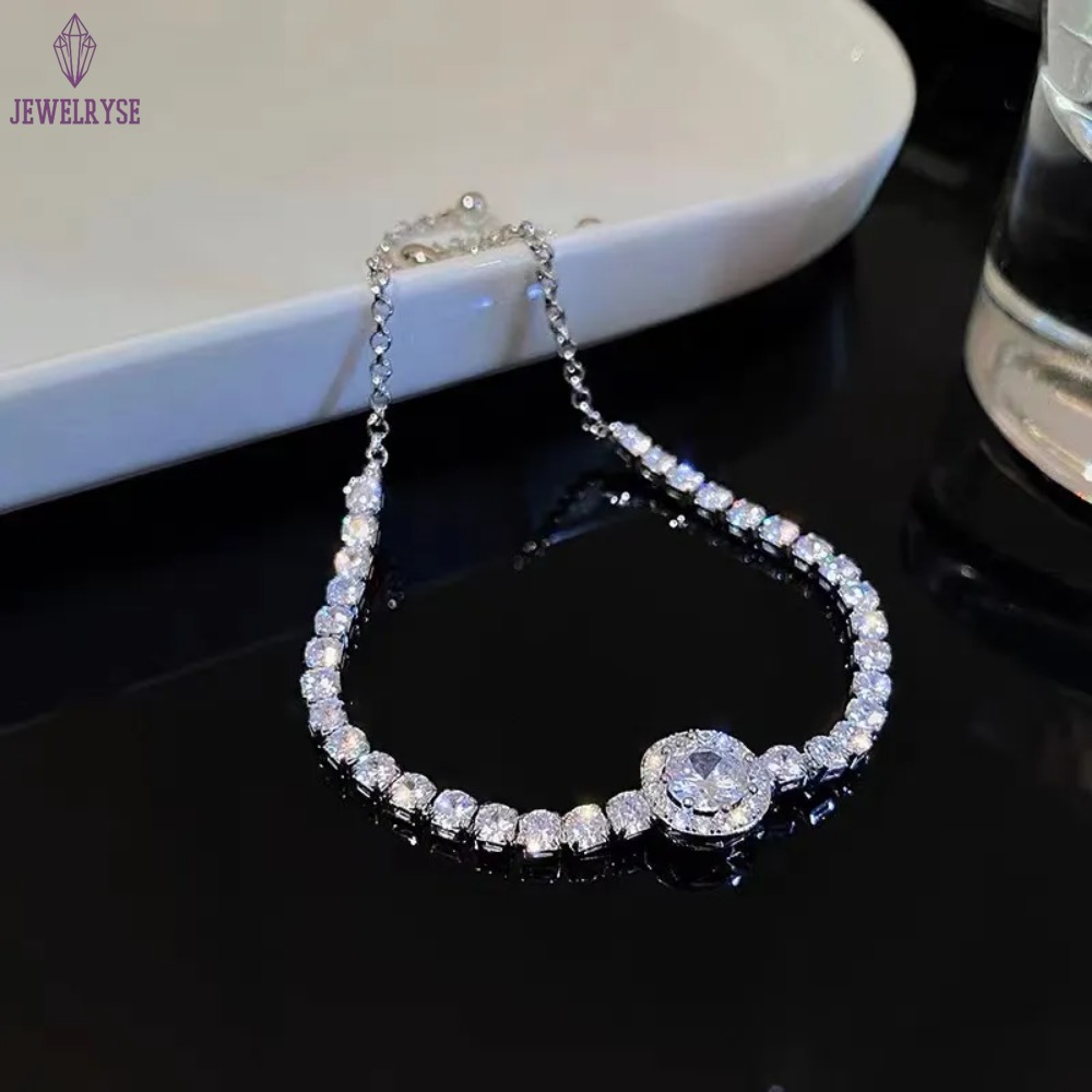 Top Sell Tennies Bracelet Luxury Jewelry 925 Sterling Silver Fill Round Cut Cubic Zircon Party Eternity Women Wedding Bangle For Lover Gift