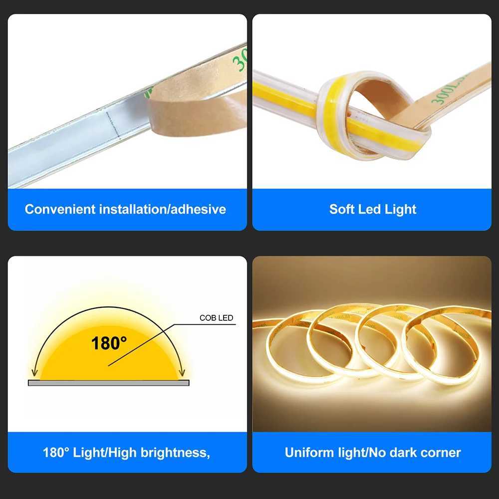 IP67 Waterproof COB LED Strip Light 12V 24V 3000K 4000K 6000K Flexible Led Tape 5m 10m 20m 05m 1m 2m 480LEDs/m Linear Lighting M251129
