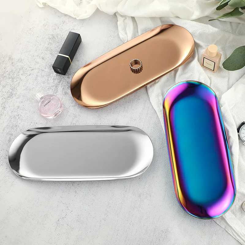 Metals Stainless Steels Oval Tray Jewellery Storage Shelf Desktop Clutter Organiser Birthday Party Decoration Ornaments Y251129
