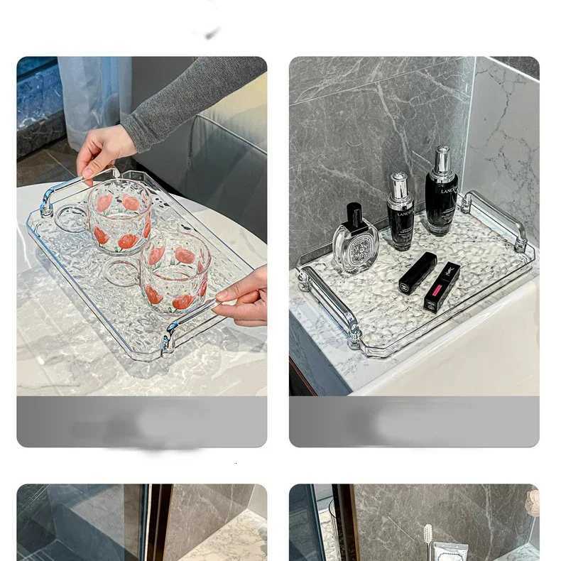 Nordic Luxury Tray Bathroom Cosmetics Storage Tray Light Jewelry Storage Living Room Cup Dessert Plate Y251129