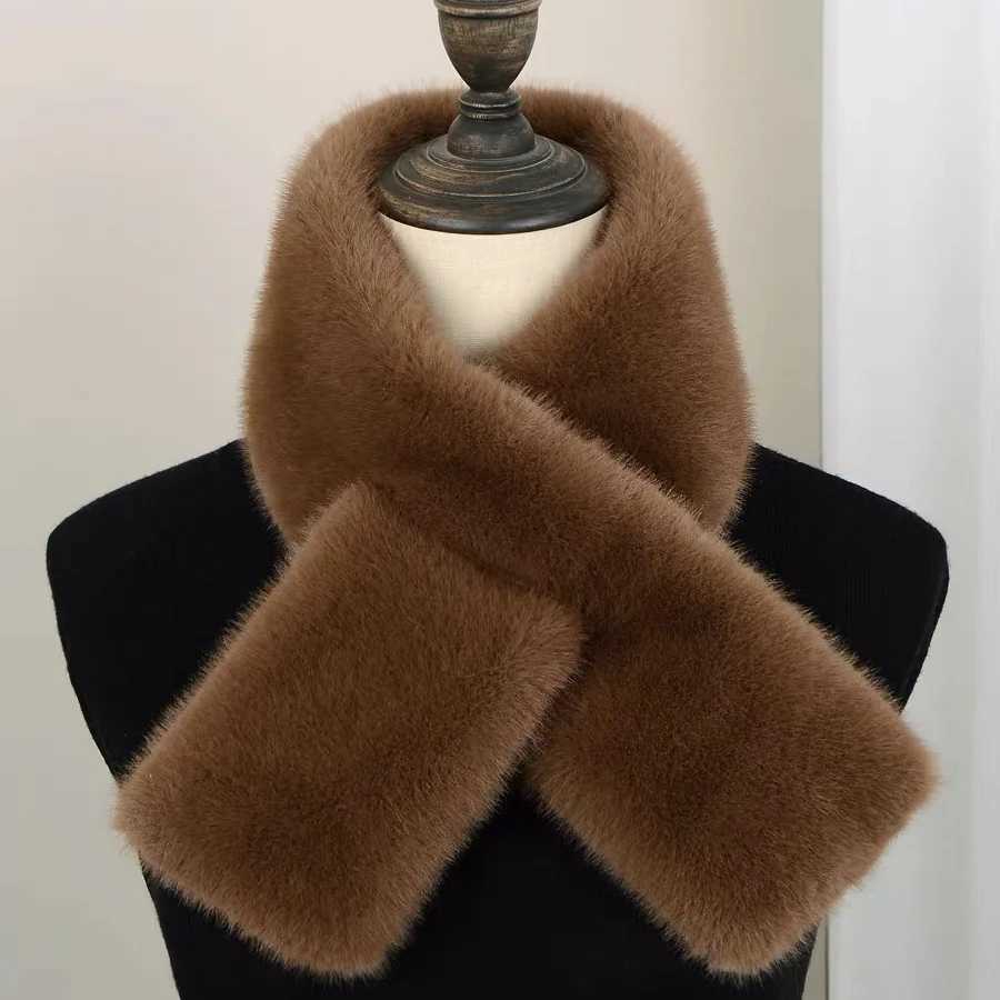 Womens Winter Scarf Reversible Cross Neck Warmer Soft Plush Lined Fashionable Long Rectangle Wrap for Cold WeatherJ251129