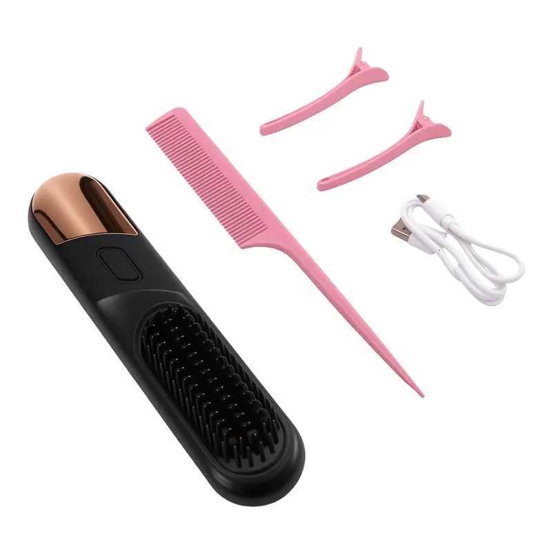 B89B-Cordless Straightener Hair Straightener Brush Fast Heated Wireless Hot Comb MultifunctionalT251129