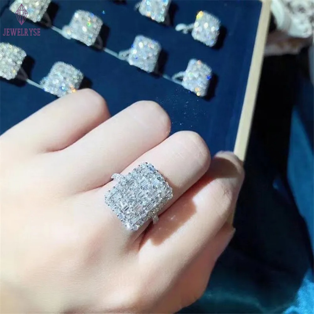 Top Sell Luxury Wedding Jewelry Sets 925 Sterling Silver Ins Stud Earring T Princess Cut White Topaz CZ Diamond Women Band Ring Clavicle Necklace Gift