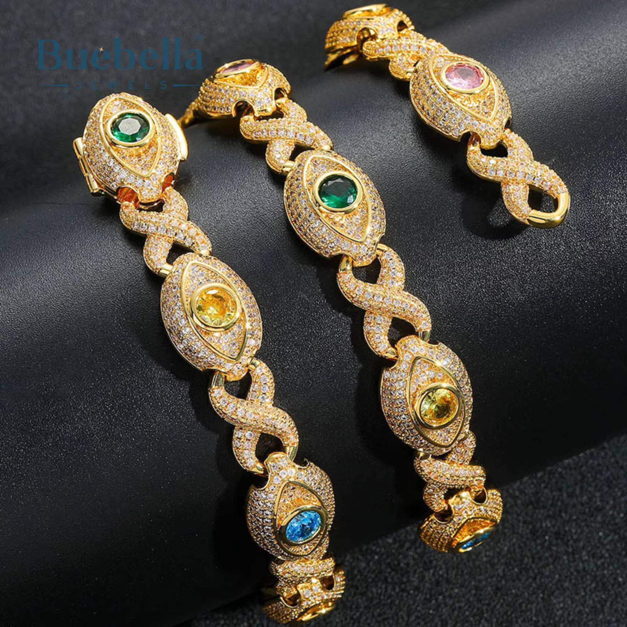 Mens 925 Silver 14K Gold Plated 14mm Moissanite Diamond Eyes Infinity Sign Fancy Color Diamond Necklace Foe Men Gift