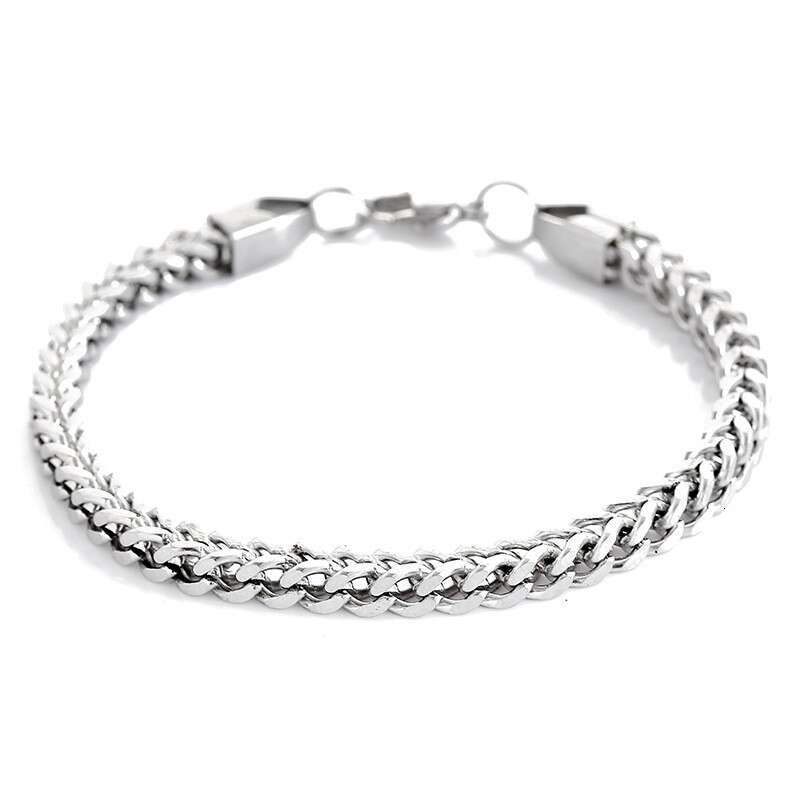 hip hop stainless steel front back mens bracelet simple and domineering punk highend feeling cuban bracelet trend