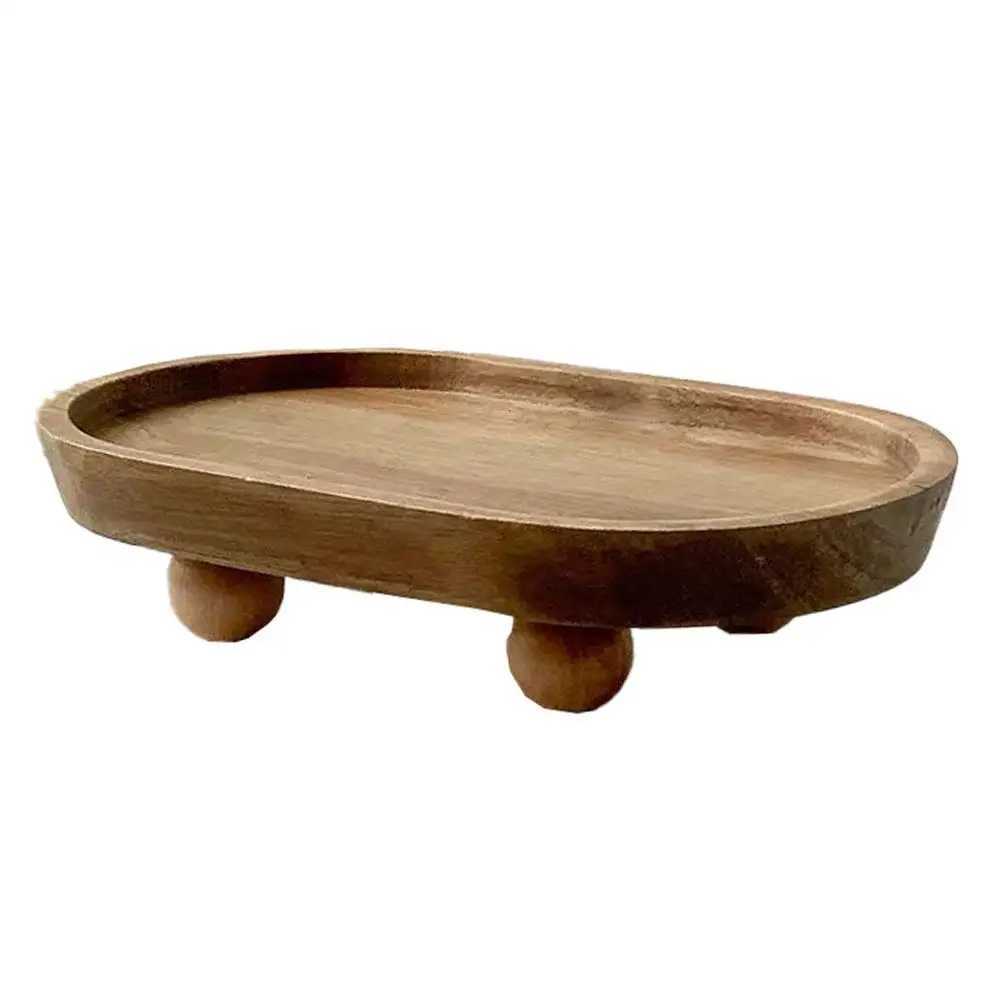 Creative Wooden Tray Cake Dessert Plate Restaurant Home Wooden Tray Round Elliptical Aromatherapy Ornament Tray Y251129