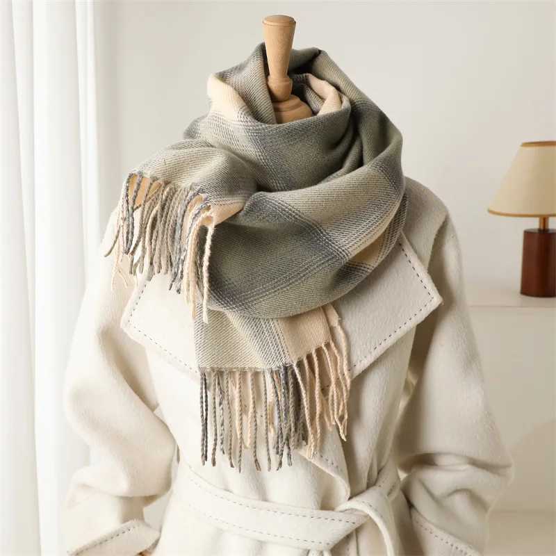 High Quality Winter Women Warm Plaid Scarf Imitation Cashmere Thicken Shawl Outdoor Travel Neckerchief FoulardJ251129