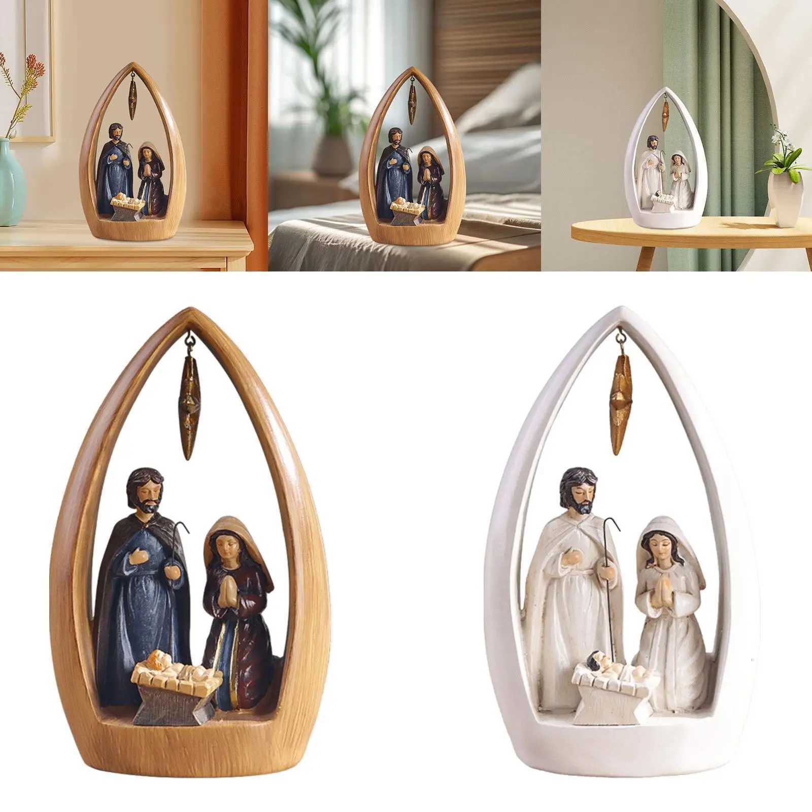 Nativity Scene Figurine Christmas Desktop Statue Religious Collection Gift Tabletop Scpture for Desk Off Bookshelf Decor H251129