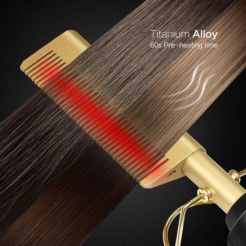 Customized Professional Portable Electric Hair Straightener Ceramic Hot Comb Straightener for Wigs Human Hair Salon ToolT251129