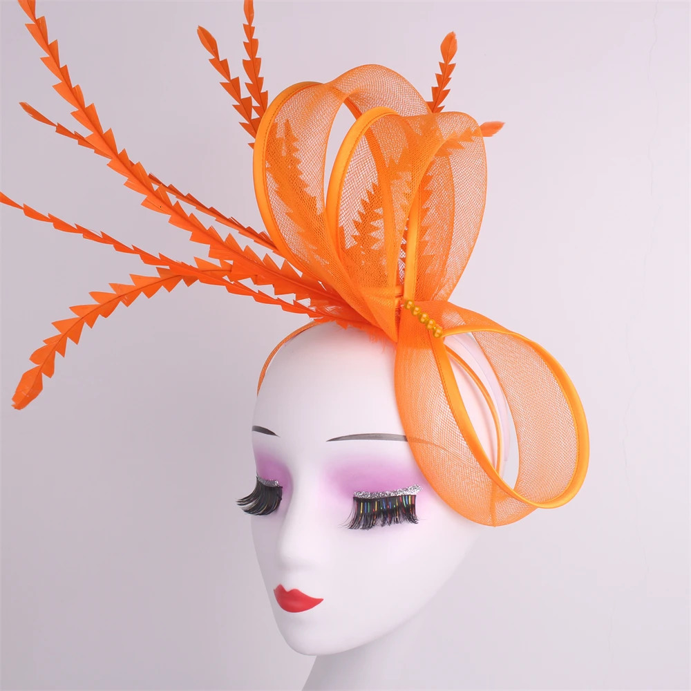 Women Black Chic Fascinator Hat Cocktail Wedding Party Church Headpiece Elegant Headwear Feather Hair Accessories Bride Hairpin 251228