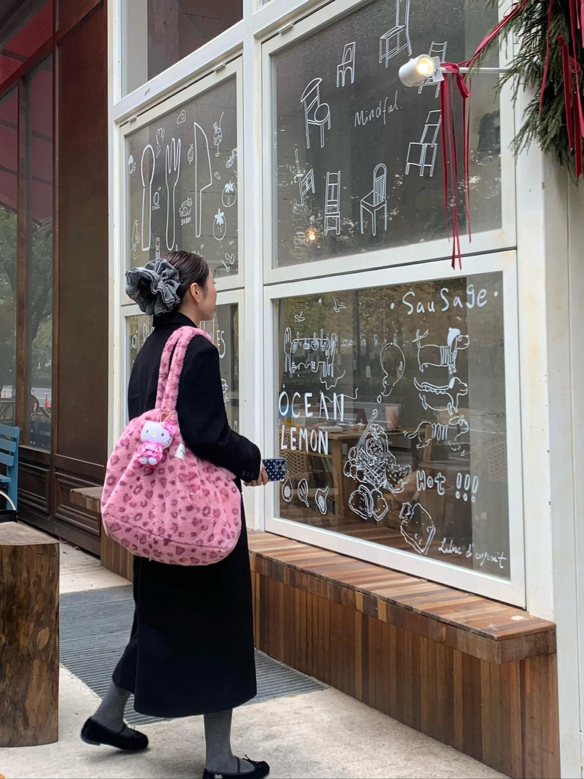 Pink Naughtin Leopard Soft Plu Tote Bag Large Capaci Bag Womens Handbag Sli Korean Sle Polyester Fiber251126