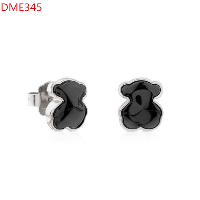 Hot Fashion Women Men Bear Silver Rose Gold Stainless Steel Black Pink Glass Cartoon Animal Span Moon Stud Earrings Jewelry