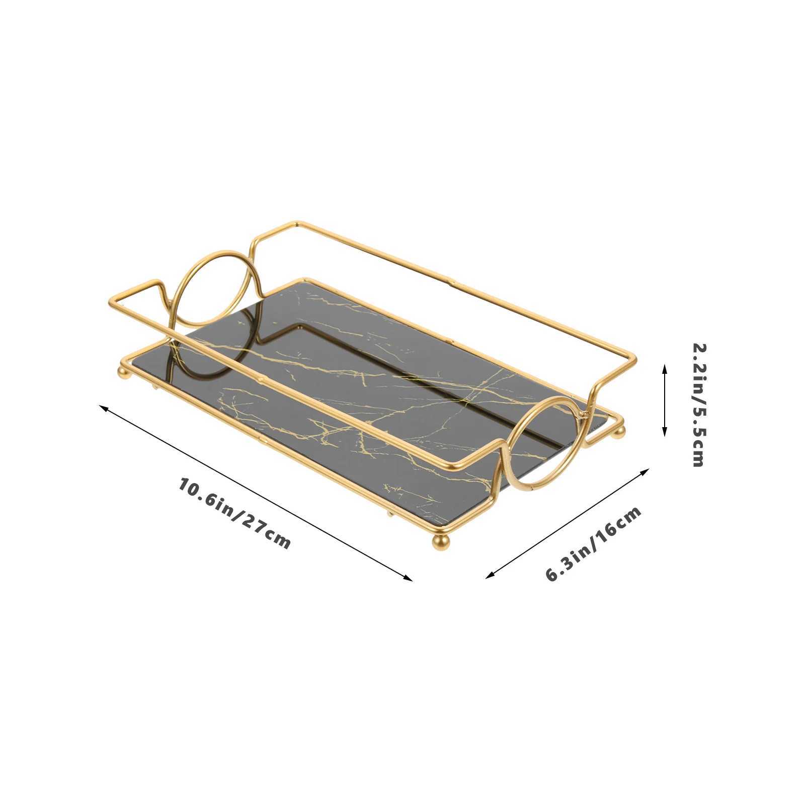 Bathroom Trays with Iron Frame Perfume Tray for Dresser Bathroom Countertop Tray Makeup Organizer Cosmetics Storage Y251129