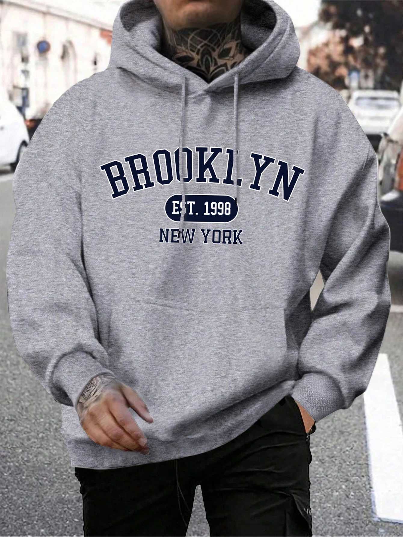 2025 Brooklyn Est Printing Mens Hoodie Harajuku Crewneck Hoodie Fashion Super Big Hoodie Autumn Comfortable Hoodie W250429