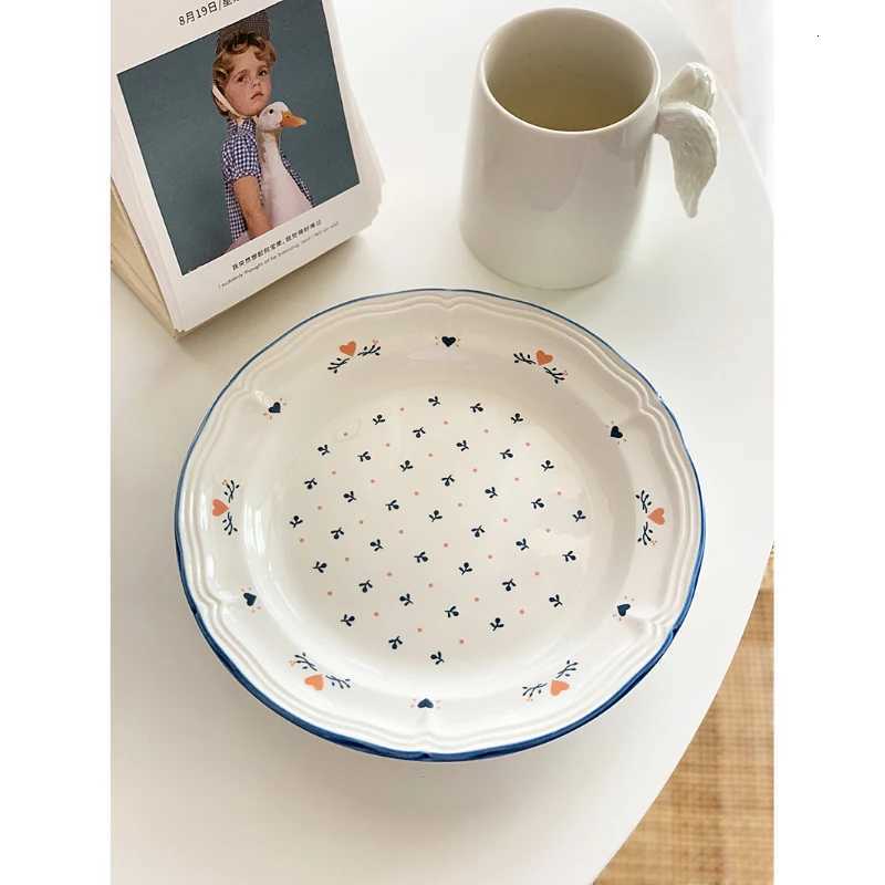Luxury Porcelain Plate Korean Style Ins Round Household Tablewarer Cake Dessert Fruit Afternoon Tea Plates Personal Items Y251129