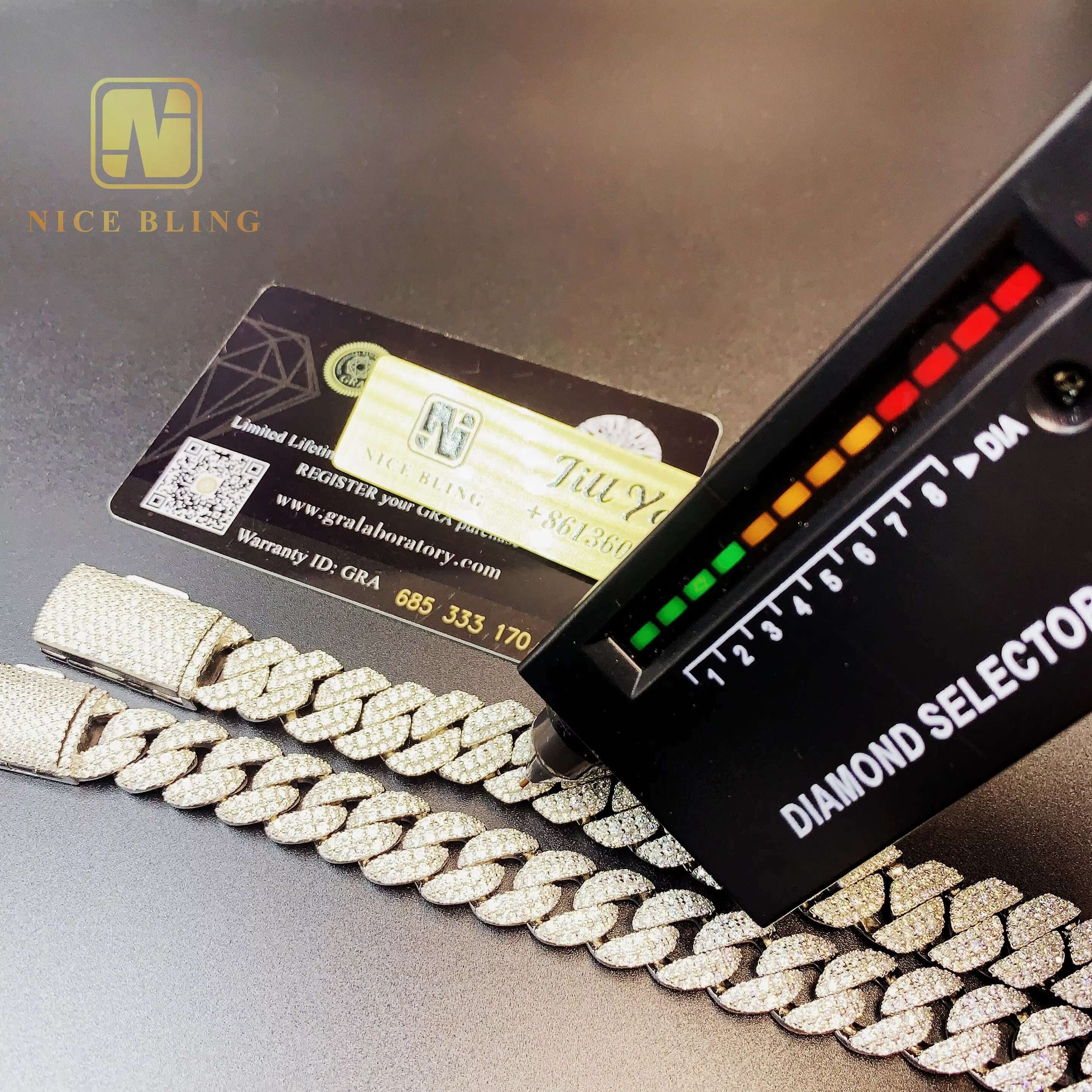 12mm 13mm Moissanite S925 Hip Hop Iced Out Fine Jewelry 10k 12k14k 18k Gold Plated Bust Down Cuban Link Bracelet New Year Gift