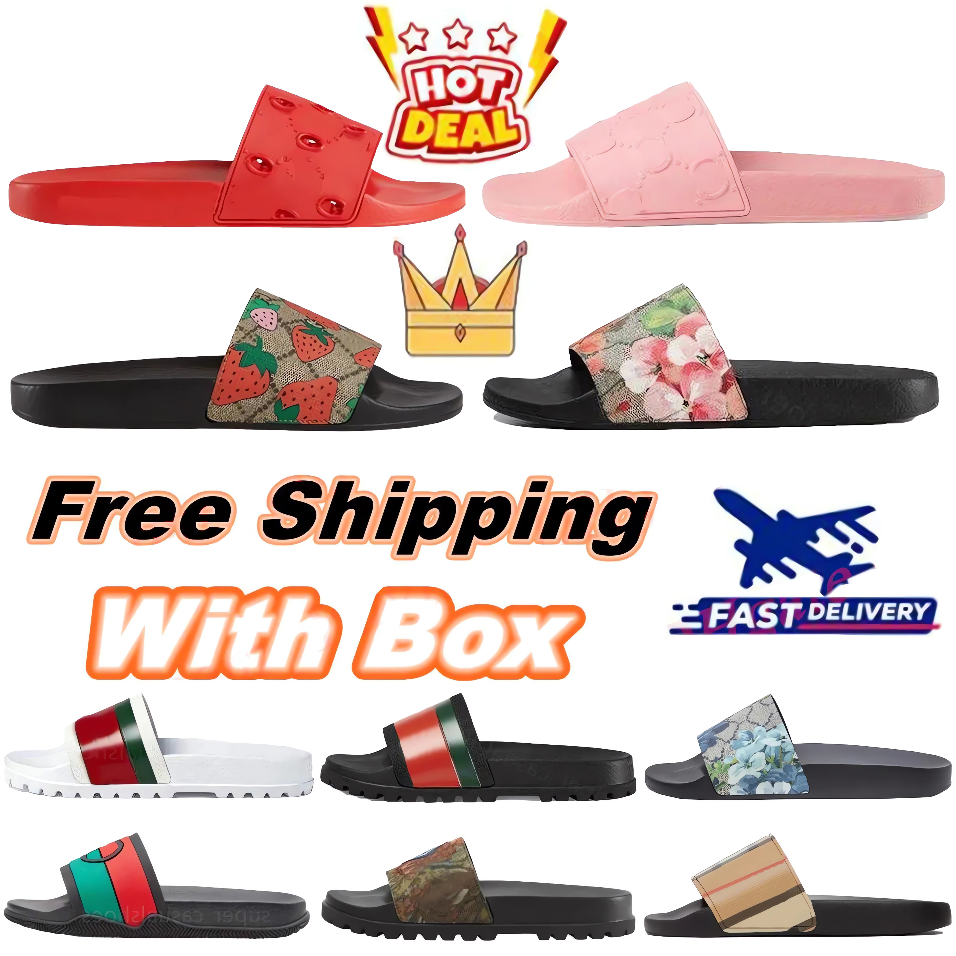 designer Sandals Women Men Slippers Slides Classic retro brown Complete styles suitable for both men and women Beach bath slippers