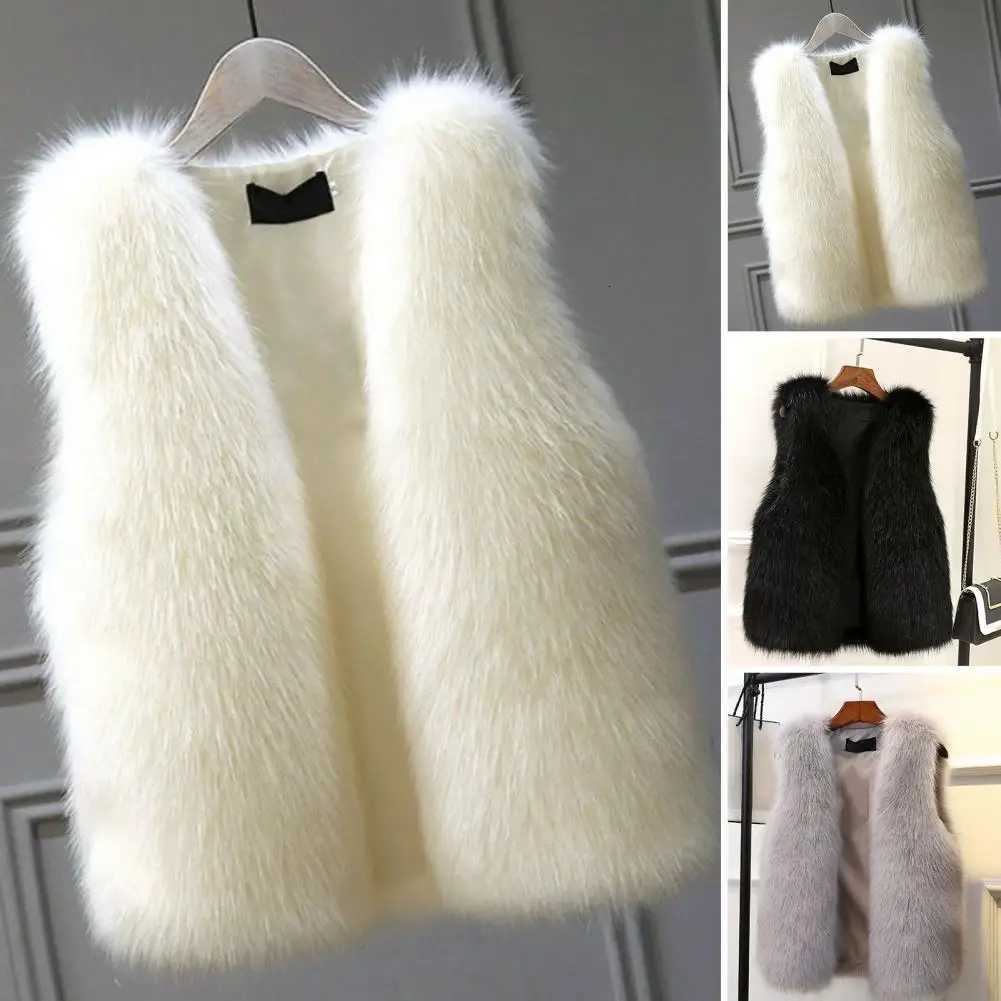 Lightweight Women Vest Cozy Fluffy Faux Fur Vest for Women Soft Thick Cardigan Resistant Plus Size Waistcoat Women Furry VestT251129