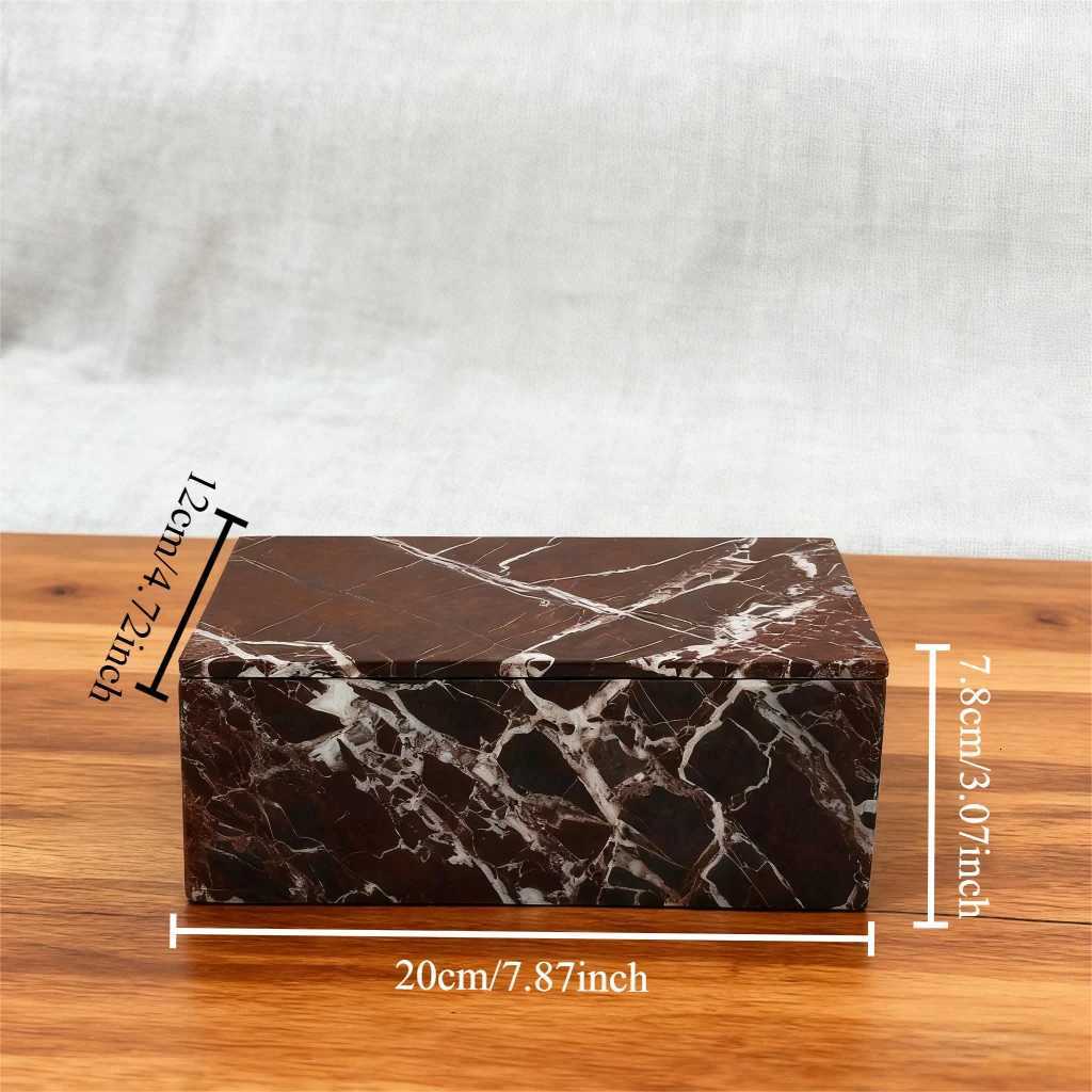 Natural Marble Cotton Swab Holder Rectangular Organizer for Qtips Makeup Bathroom Vanity Purple Stone Tray Box Y251129