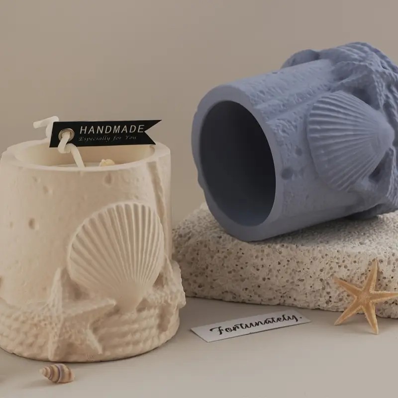 Marine Shells Starfish Storage Jars Cement Gypsum Silicone Molds Scented Candles Cups Decorative Ornaments, DIY Handicraft