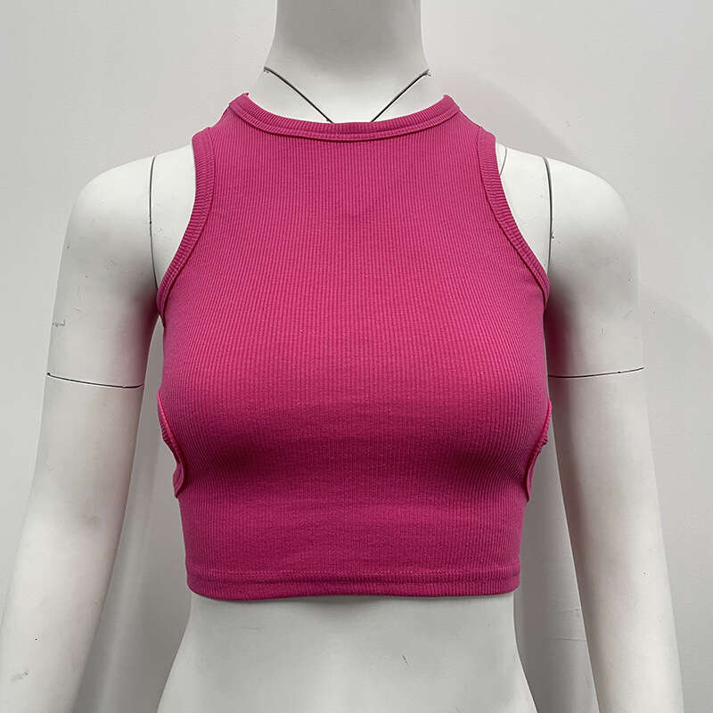 Summer I-shaped Small Tank European and American Sports Short, Open navel Hollow Sleeveless Top, Women's 2025 Versatile Style, New Trendy Clothin